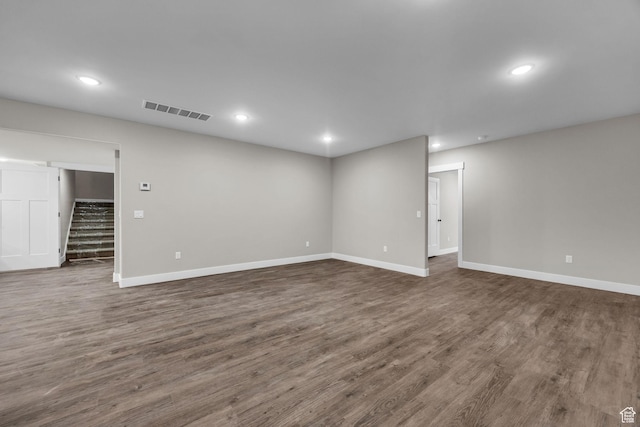 1138 N 1000 E, Mapleton, UT 84664 - spare room with stairway, dark wood-style flooring, baseboards, and recessed lighting