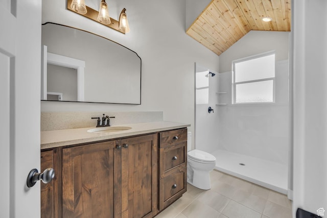 1138 N 1000 E, Mapleton, UT 84664 - full bathroom with toilet, vanity, walk in shower, lofted ceiling, and wooden ceiling