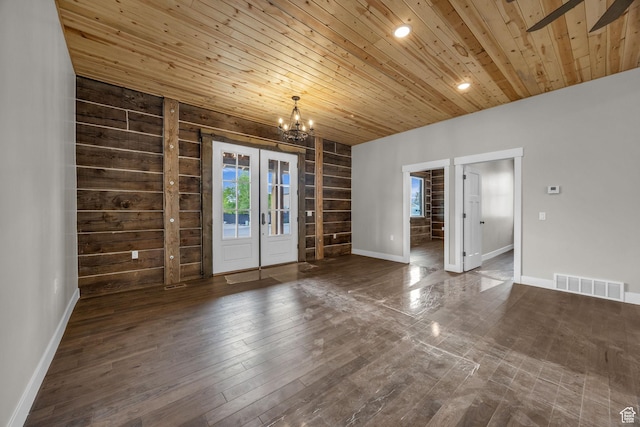 1138 N 1000 E, Mapleton, UT 84664 - spare room featuring a chandelier, wooden ceiling, baseboards, wood finished floors, and recessed lighting
