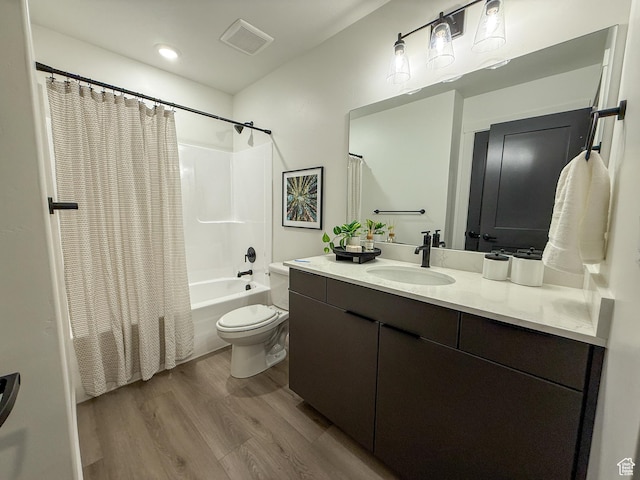 3656 S 4600 W Unit 220, West Haven, UT 84401 - full bathroom with visible vents, vanity, wood finished floors, toilet, and shower / bath combo