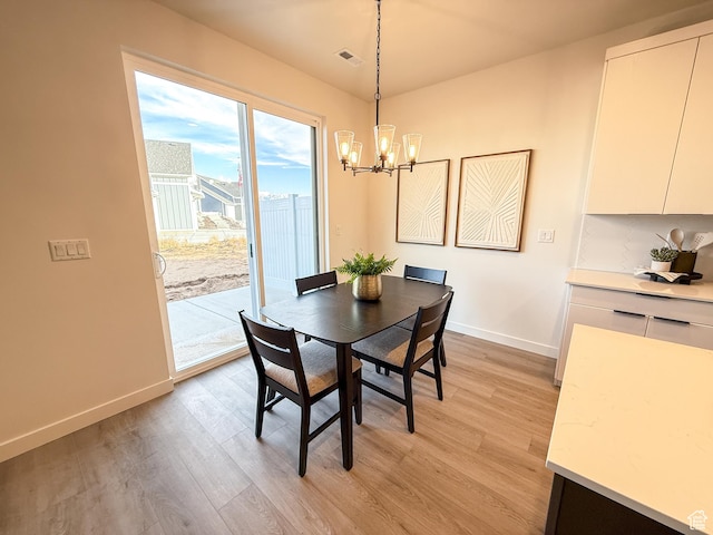3656 S 4600 W Unit 220, West Haven, UT 84401 - dining area with baseboards, an inviting chandelier, light wood-style flooring, and visible vents