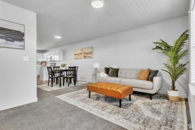 1140 W 950 N Unit E202, Orem, UT 84057 - living area featuring recessed lighting, baseboards, and carpet