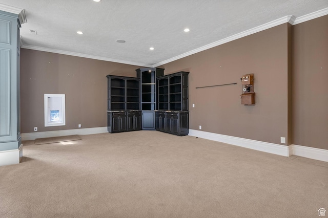 unfurnished room featuring baseboards, light carpet, and recessed lighting