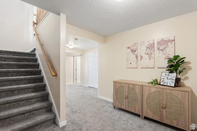 1139 Grainery Cv, Riverton, UT 84065 - staircase with baseboards, carpet, and a textured ceiling
