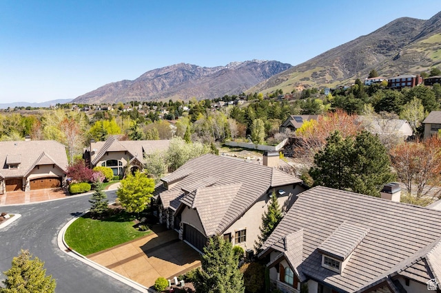 8777 S Falcon Heights Ln E, Cottonwood Heights, UT 84093 - birds eye view of property with a residential view and a mountain view