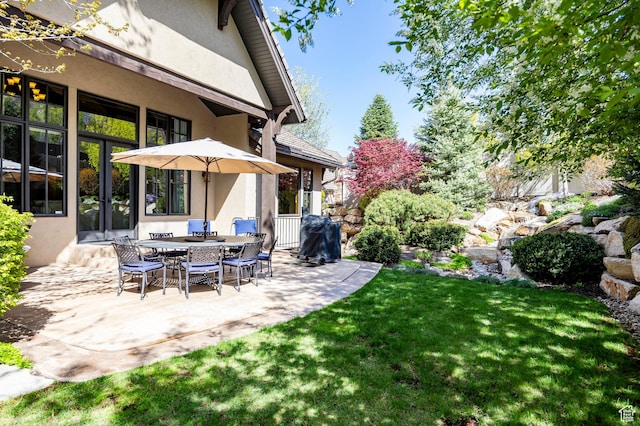8777 S Falcon Heights Ln E, Cottonwood Heights, UT 84093 - view of yard with a patio and french doors