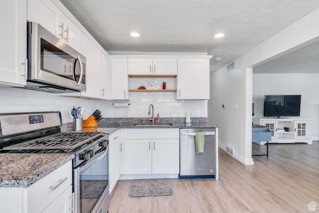 84 W Wasatch St S, Midvale, UT 84047 - kitchen featuring visible vents, a sink, light wood finished floors, and appliances with stainless steel finishes