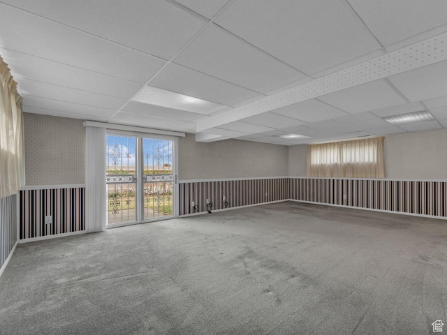 5362 W Elaine Ave, West Valley City, UT 84120 - empty room with wallpapered walls, carpet flooring, and a drop ceiling
