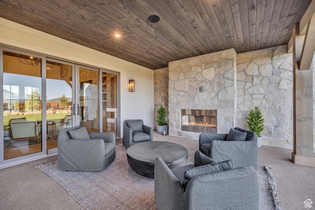 205 W Lazy Acres Ln, Kamas, UT 84036 - view of patio featuring an outdoor living space with a fireplace