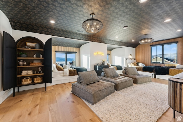 205 W Lazy Acres Ln, Kamas, UT 84036 - home theater room featuring a chandelier, visible vents, and light wood finished floors