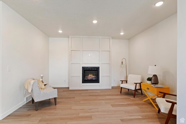 4888 W Coulter Unit 703, Highland, UT 84003 - living area featuring light wood finished floors, recessed lighting, and a large fireplace