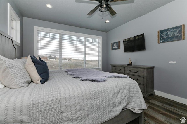 207 E Clubhouse Dr Unit 40, Garden City, UT 84028 - bedroom with dark wood-type flooring, baseboards, recessed lighting, and ceiling fan