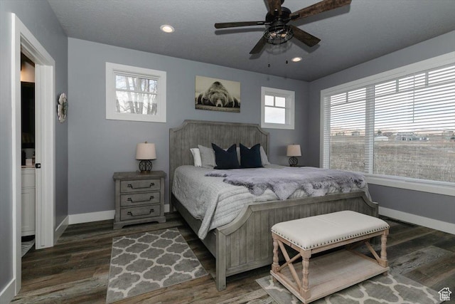 207 E Clubhouse Dr Unit 40, Garden City, UT 84028 - bedroom featuring baseboards, wood finished floors, recessed lighting, and a ceiling fan