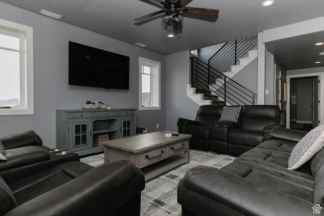 207 E Clubhouse Dr Unit 40, Garden City, UT 84028 - living area with stairway, ceiling fan, recessed lighting, and baseboards