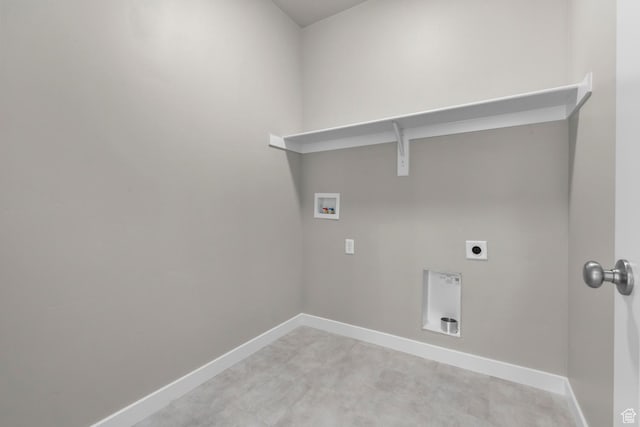 laundry room featuring washer hookup, baseboards, laundry area, and electric dryer hookup
