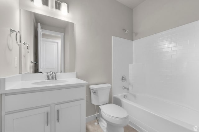 full bath with vanity, toilet, and shower / tub combination