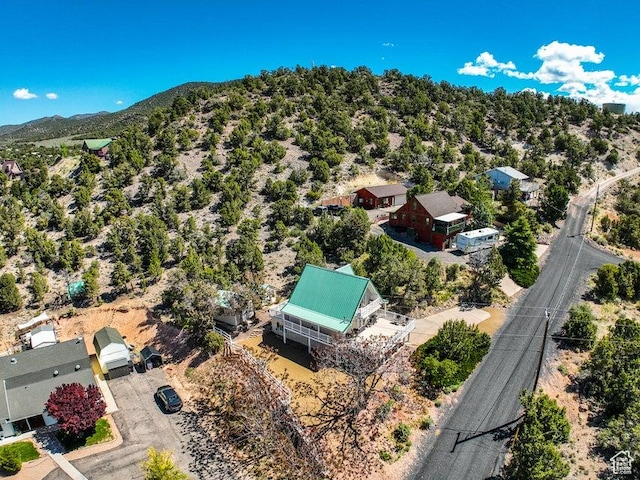 birds eye view of property featuring a mountain view