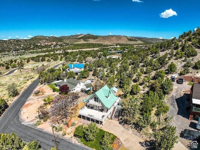 aerial view featuring a mountain view