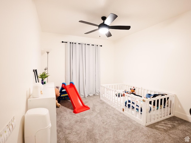 3834 N 2550 W, Farr West, UT 84404 - bedroom with carpet floors, a ceiling fan, and a crib
