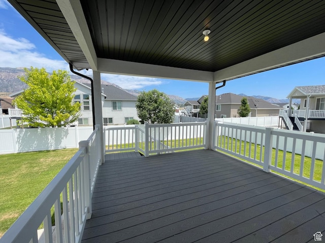 3834 N 2550 W, Farr West, UT 84404 - deck featuring a residential view, a fenced backyard, and a mountain view