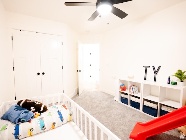 3834 N 2550 W, Farr West, UT 84404 - bedroom featuring ceiling fan, carpet, and a closet
