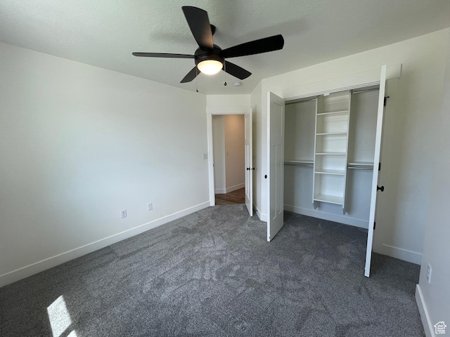 3834 N 2550 W, Farr West, UT 84404 - unfurnished bedroom featuring dark carpet, a closet, and ceiling fan
