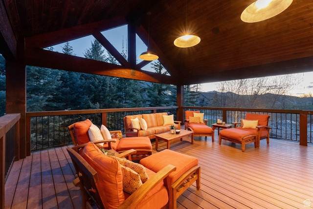 2042 Paddington Dr, Park City, UT 84060 - deck featuring an outdoor living space and a mountain view