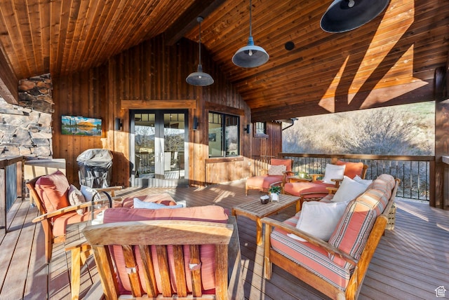2042 Paddington Dr, Park City, UT 84060 - deck with french doors, a grill, and an outdoor living space