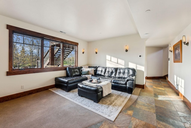 2042 Paddington Dr, Park City, UT 84060 - living area featuring visible vents, baseboards, and stone tile floors
