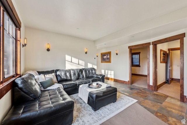 2042 Paddington Dr, Park City, UT 84060 - living room featuring baseboards and stone tile flooring