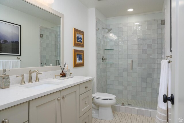1478 W 400 N, West Bountiful, UT 84087 - full bath with toilet, recessed lighting, a shower stall, and vanity