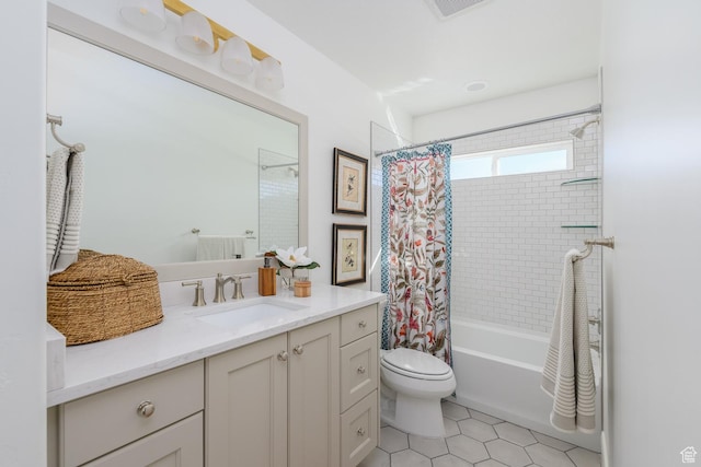 1478 W 400 N, West Bountiful, UT 84087 - full bathroom with vanity, toilet, tile patterned floors, shower / bath combo with shower curtain, and visible vents