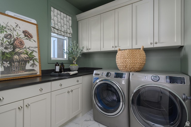 1478 W 400 N, West Bountiful, UT 84087 - laundry room featuring cabinet space, separate washer and dryer, and marble finish floor