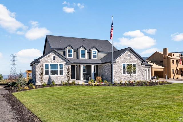1478 W 400 N, West Bountiful, UT 84087 - view of front of house featuring a front lawn and stone siding
