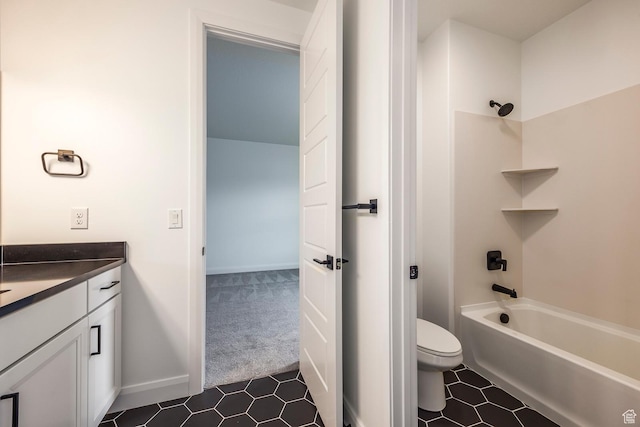 5081 W Sequoia Cir, Highland, UT 84003 - bathroom featuring vanity, tile patterned floors, toilet, and  shower combination