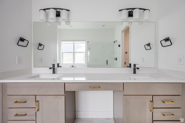 5081 W Sequoia Cir, Highland, UT 84003 - full bath with a sink, a shower stall, and double vanity