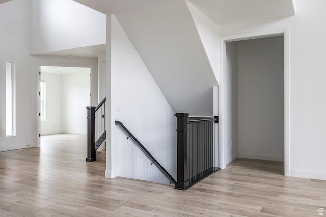 5081 W Sequoia Cir, Highland, UT 84003 - staircase with baseboards and wood finished floors