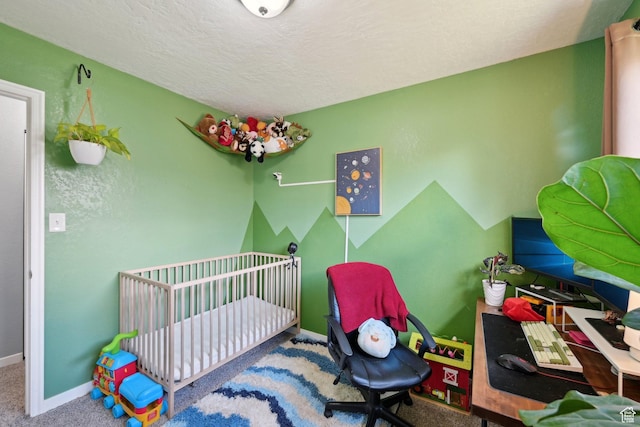 293 E Valley View Dr, Tooele, UT 84074 - carpeted bedroom featuring baseboards, a textured ceiling, and a nursery area