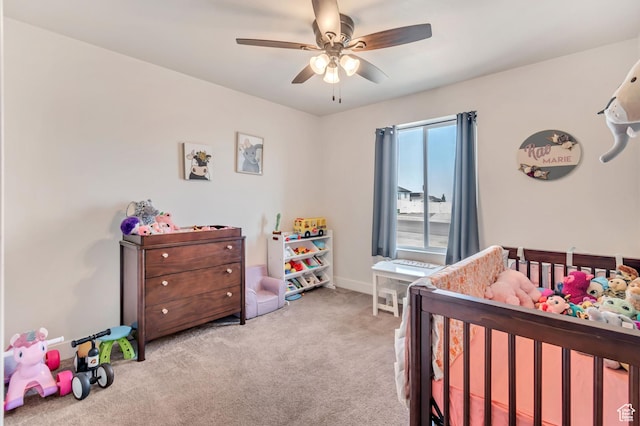197 W Phelps St S, Grantsville, UT 84029 - carpeted bedroom featuring a ceiling fan and a crib