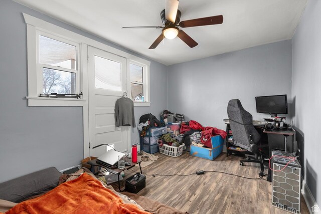 1470 S Edison St, Salt Lake City, UT 84115 - office space featuring ceiling fan and wood finished floors