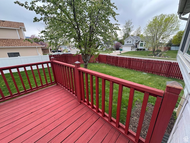 1952 E Sunset Dr, Layton, UT 84040 - wooden deck with a lawn, a residential view, and a fenced backyard