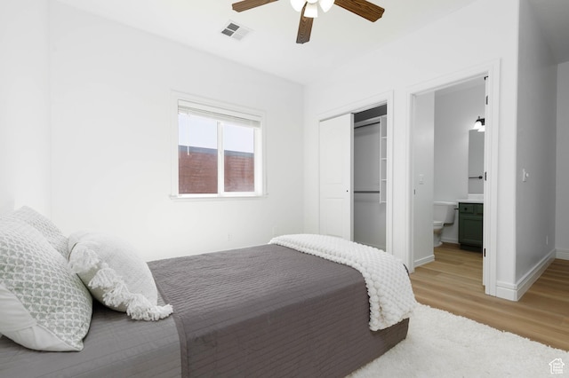 525 N 2480 W, Hurricane, UT 84737 - bedroom featuring visible vents, a closet, baseboards, light wood-type flooring, and a ceiling fan