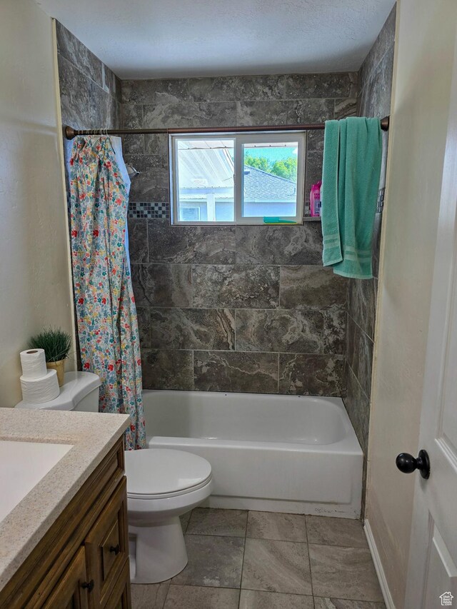 3505 W San Marcos Cir, West Valley City, UT 84119 - bathroom featuring vanity, toilet, and shower / tub combo with curtain