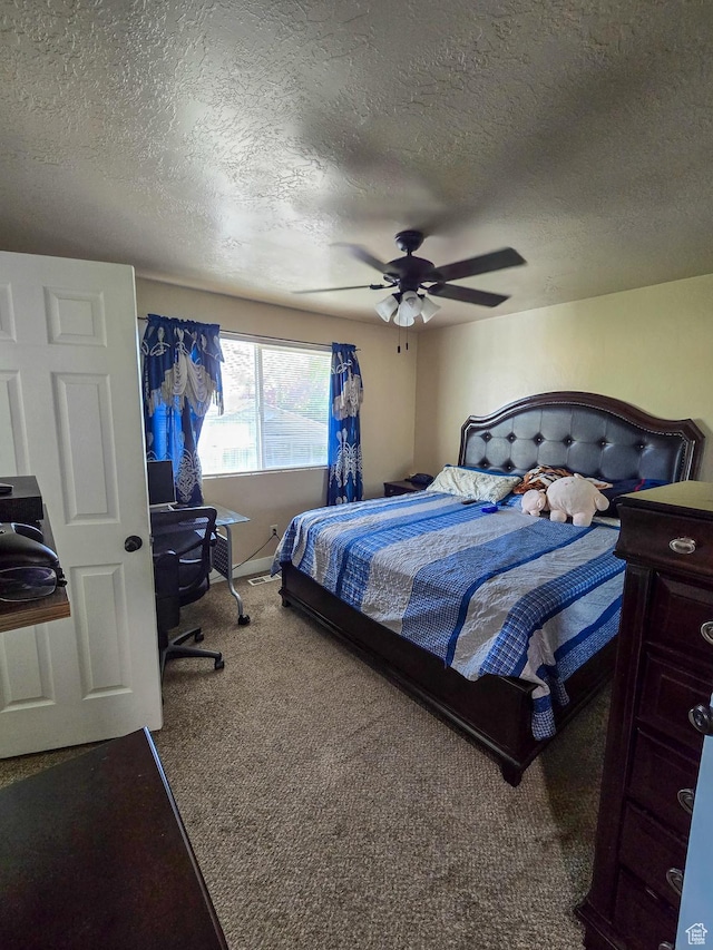 3505 W San Marcos Cir, West Valley City, UT 84119 - bedroom with carpet floors, a textured ceiling, and ceiling fan
