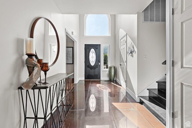 11622 S Worthington Ct E, Sandy, UT 84092 - entryway featuring a high ceiling, stairs, and baseboards