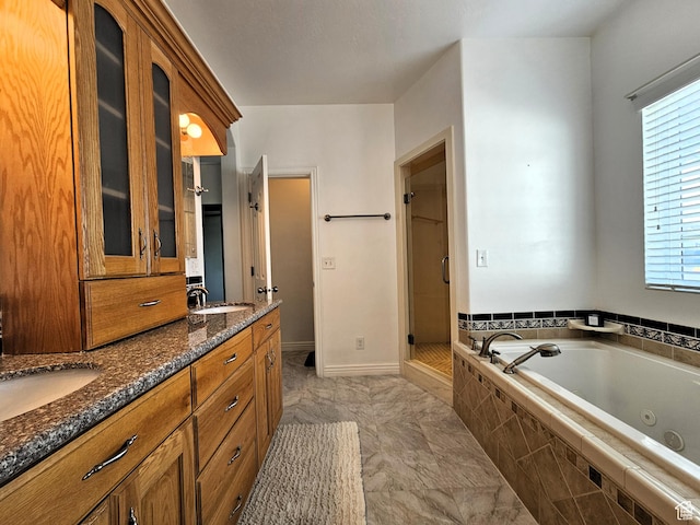 598 W 1620 S, Lehi, UT 84043 - full bath with a shower stall, a tub with jets, double vanity, and healthy amount of natural light