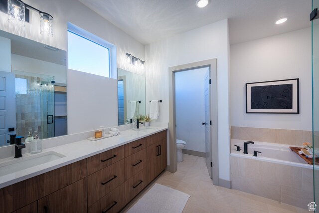 8093 S 615 E, Sandy, UT 84070 - bathroom featuring a sink, a shower stall, toilet, and a bath