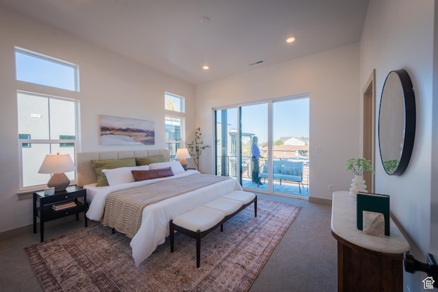 8093 S 615 E, Sandy, UT 84070 - carpeted bedroom featuring baseboards, access to outside, recessed lighting, and visible vents