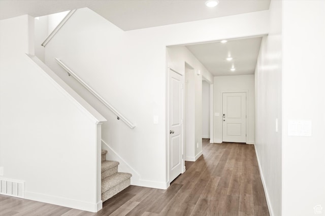 3461 S 3100 W Unit 175, West Haven, UT 84401 - corridor featuring wood finished floors, stairs, baseboards, and recessed lighting