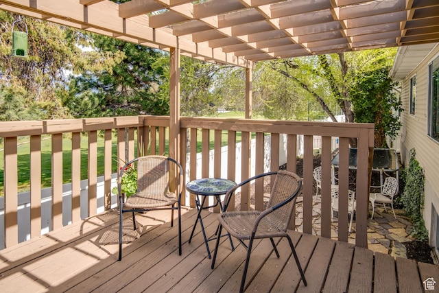 9745 S Tayside Dr W, South Jordan, UT 84009 - wooden terrace featuring a pergola